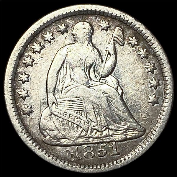 1851-O Silver Seated Liberty Half Dime ABOUT   UNCIRCULATED