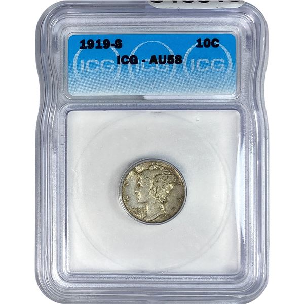 1919-S Mercury Silver Dime ICG AU58