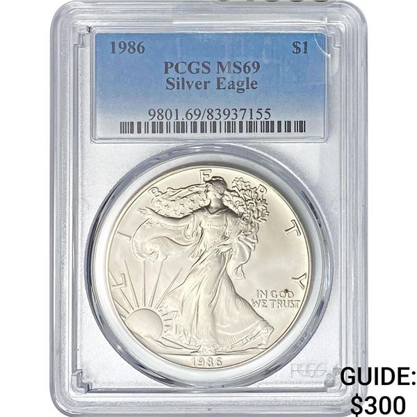 1986 Silver Eagle PCGS MS69