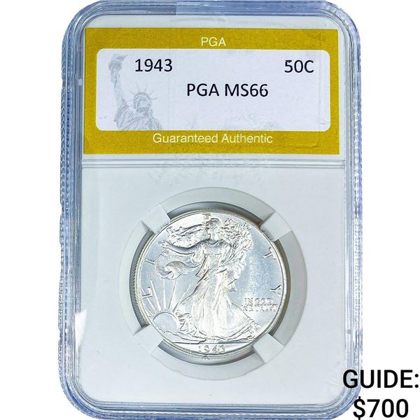 1943 Walking Liberty Half Dollar PGA MS66