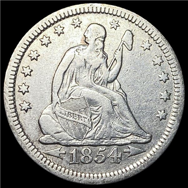 1854 Arrows Seated Liberty Quarter   UNCIRCULATED
