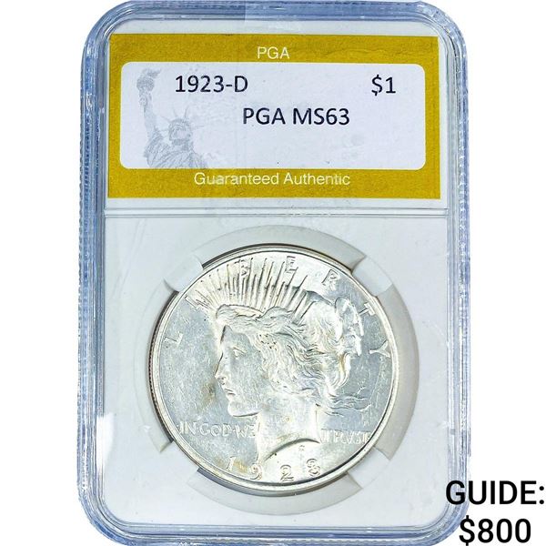 1923-D Silver Peace Dollar PGA MS63