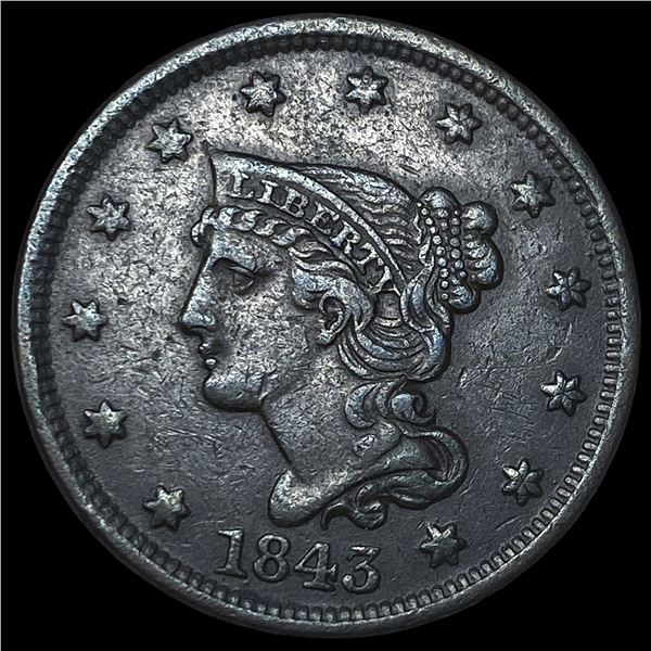 1843 Braided Hair Large Cent NEARLY   UNCIRCULATED