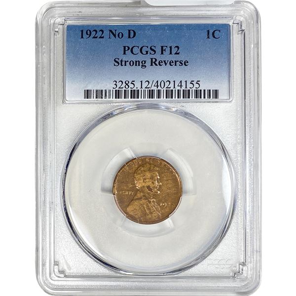 1922 No D Wheat Cent PCGS F12