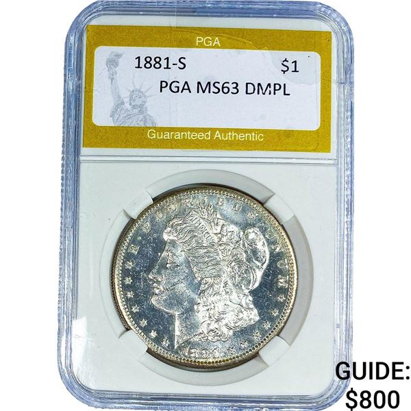 1881-S Morgan Silver Dollar PGA MS63 DMPL