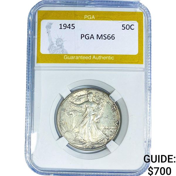 1945 Walking Liberty Half Dollar PGA MS66