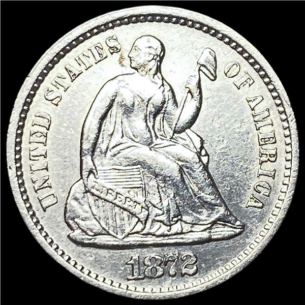 1872-S Silver Seated Liberty Half Dime   CLOSELY UNCIRCULATED