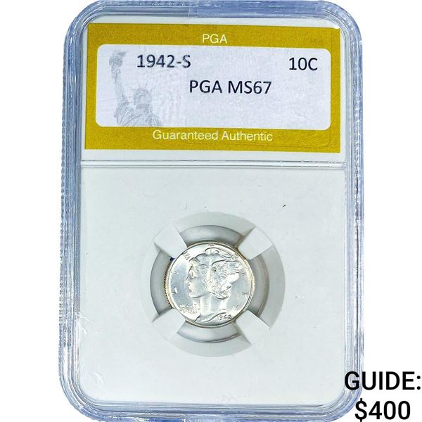 1942-S Mercury Silver Dime PGA MS67