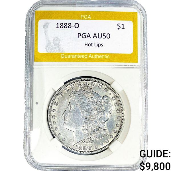 1888-O Morgan Silver Dollar PGA AU50 Hot Lips