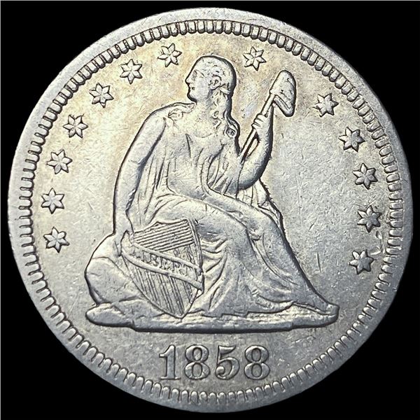 1858 Seated Liberty Quarter NEARLY   UNCIRCULATED