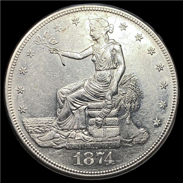 1874-S Silver Trade Dollar CLOSELY   UNCIRCULATED