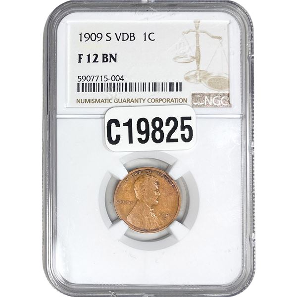 1909-S VDB Wheat Cent NGC F12 BN