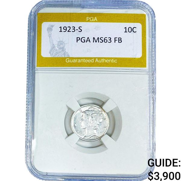 1923-S Mercury Silver Dime PGA MS63 FB