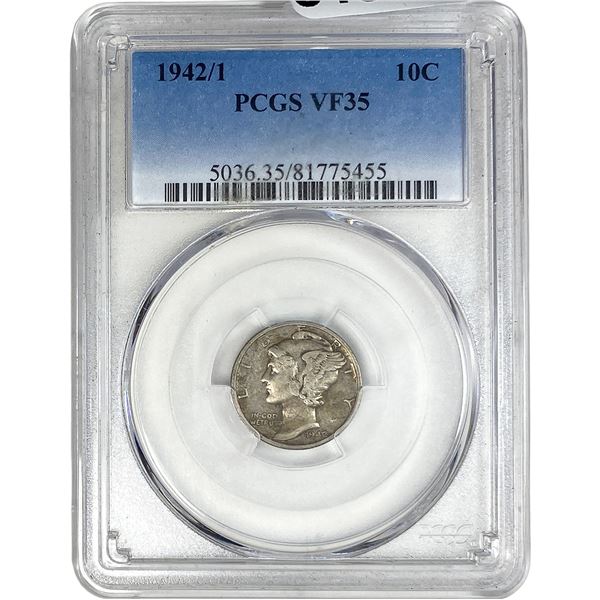 1942/1 Mercury Silver Dime PCGS VF35