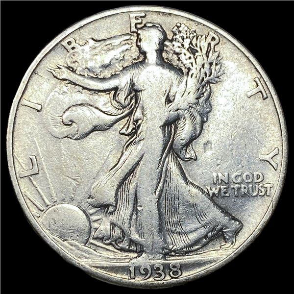 1938-D Silver Walking Liberty Half Dollar   LIGHTLY CIRCULATED