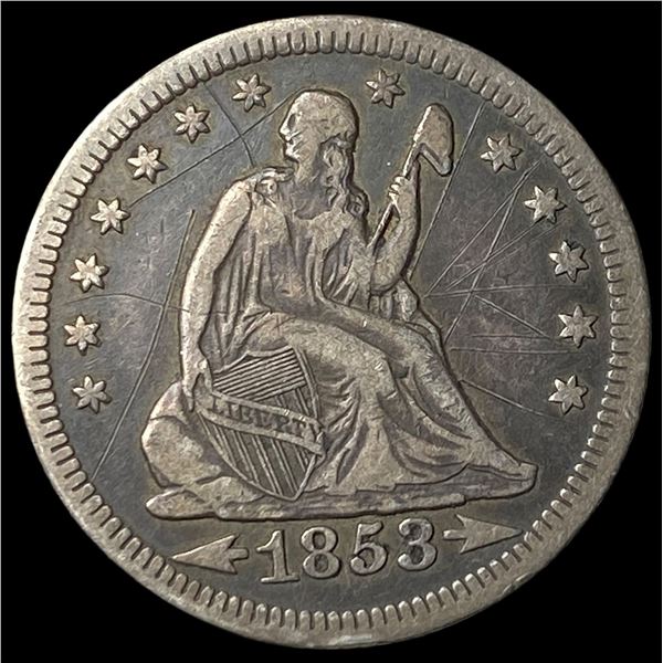 1853 Arrows/Rays Seated Liberty Quarter HIGH  GRADE