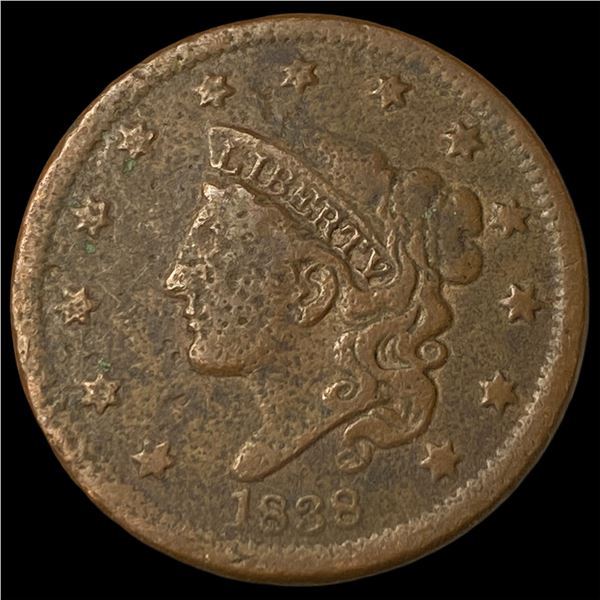 1838 Coronet Head Large Cent LIGHTLY  CIRCULATED