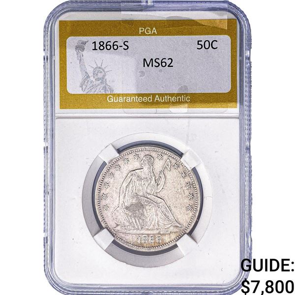 1866-S Seated Liberty Half Dollar PGA MS62