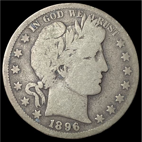 1896-S Silver Barber Half Dollar LIGHTLY  CIRCULATED