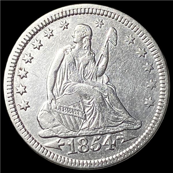 1854 Arrows Seated Liberty Quarter NEARLY  UNCIRCULATED