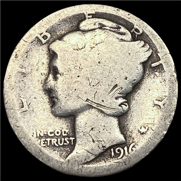 1916-D Silver Mercury Dime NICELY CIRCULATED
