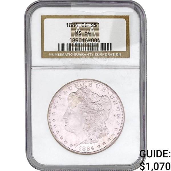 1884-CC Morgan Silver Dollar NGC MS64