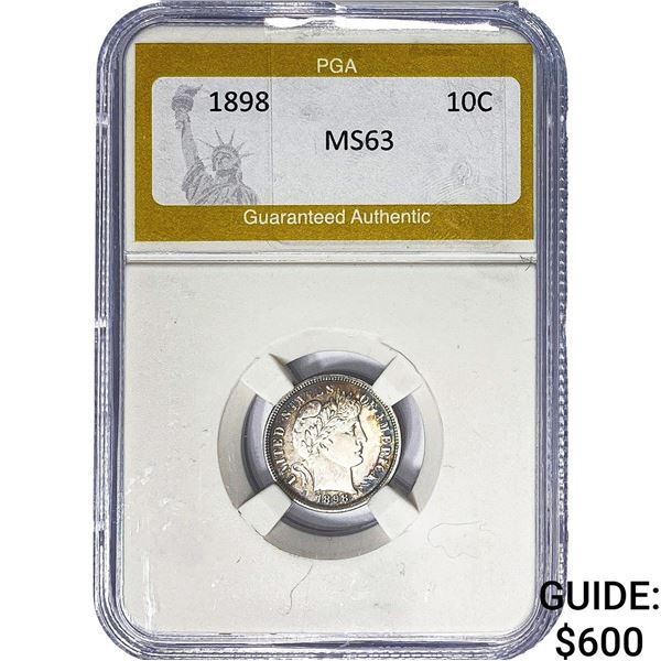 1898 Barber Dime PGA MS63