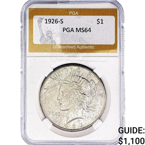 1926-S Silver Peace Dollar PGA MS64