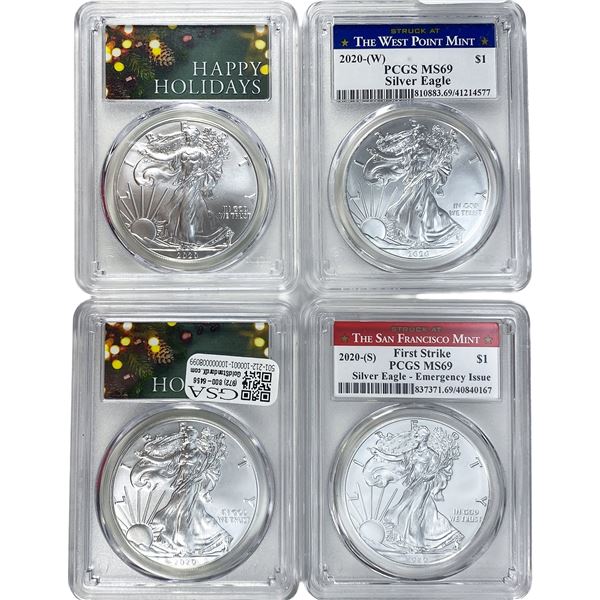 [4 Coins] 2020 Silver Eagle PCGS MS69