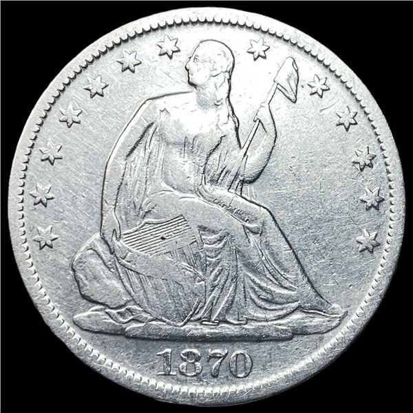 1870-S Silver Seated Liberty Half Dollar  LIGHTLY CIRCULATED