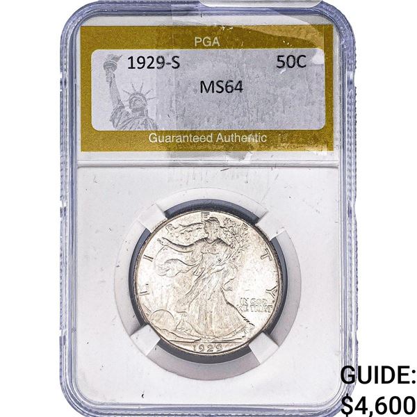 1929-S Walking Liberty Half Dollar PGA MS64
