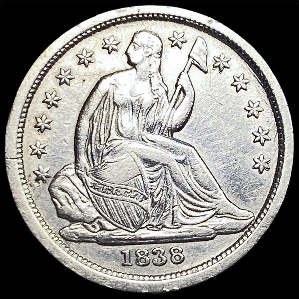 1838 Silver Seated Liberty Dime CLOSELY  UNCIRCULATED
