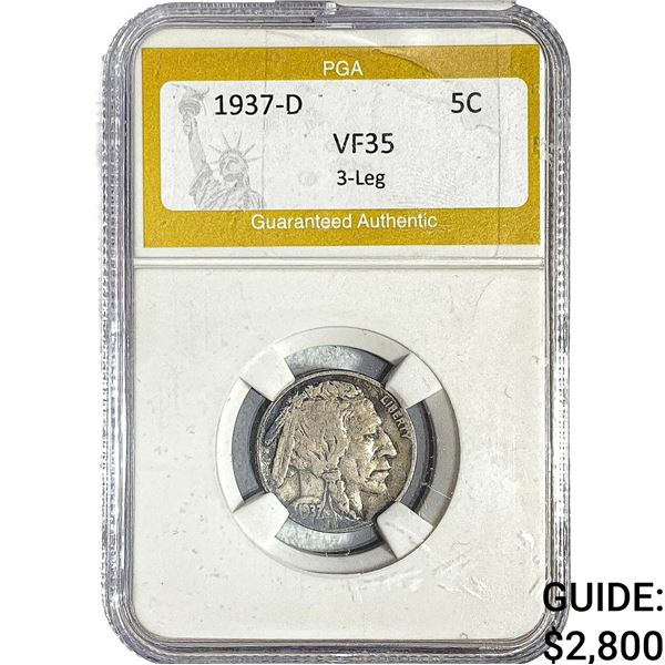 1937-D Buffalo Nickel PGA VF35 3-Leg