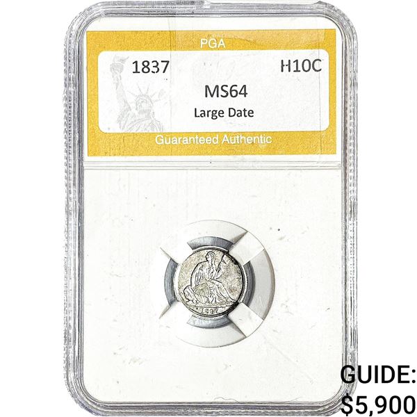 1837 Seated Liberty Half Dime PGA MS64 Large  Date
