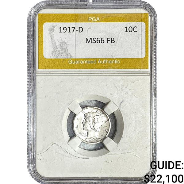 1917-D Mercury Silver Dime PGA MS66 FB