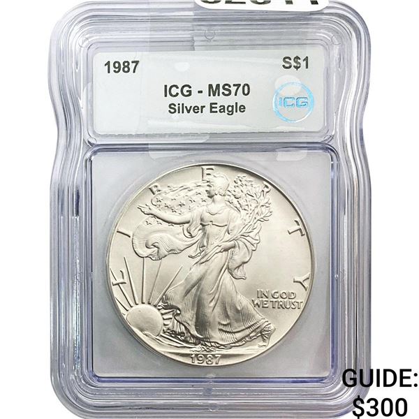 1987 ICG MS70 $1 Silver 1OZ SE