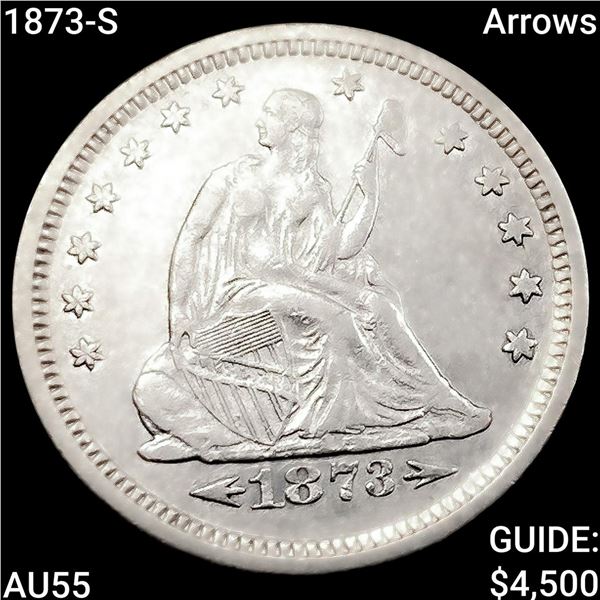 1873-S Arrows Seated Liberty Quarter HIGH GRADE