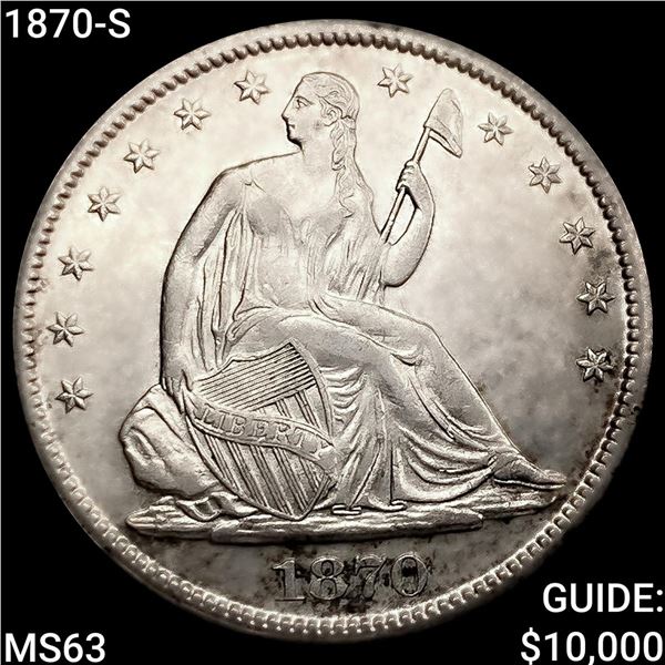 1870-S Seated Liberty Half Dollar CHOICE BU