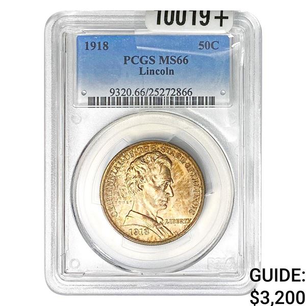 1918 Lincoln Commemorative Half Dollar PCGS  MS66