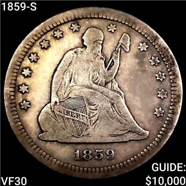 1859-S Seated Liberty Quarter LIGHTLY CIRCULATED