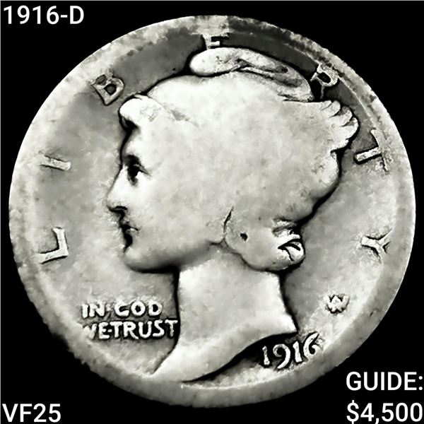 1916-D Mercury Dime LIGHTLY CIRCULATED