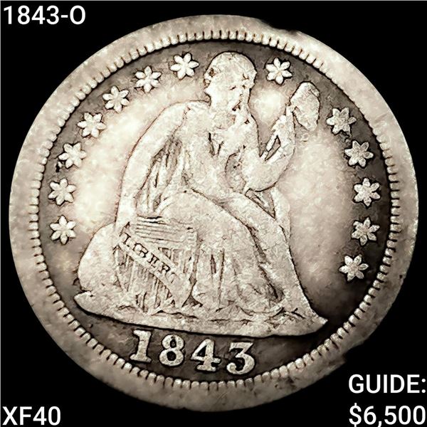 1843-O Seated Liberty Dime NEARLY UNCIRCULATED