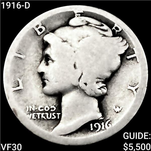 1916-D Mercury Dime LIGHTLY CIRCULATED