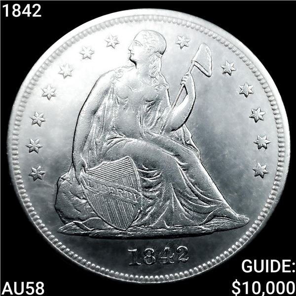 1842 Seated Liberty Dollar CHOICE AU