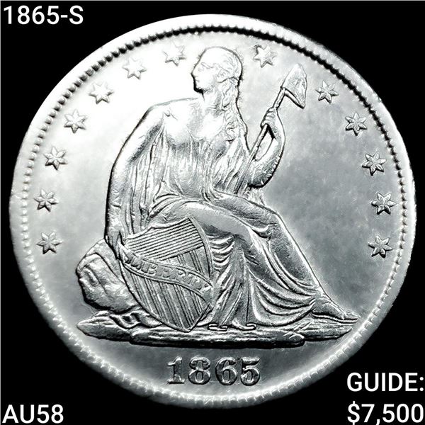 1865-S Seated Liberty Half Dollar CHOICE AU