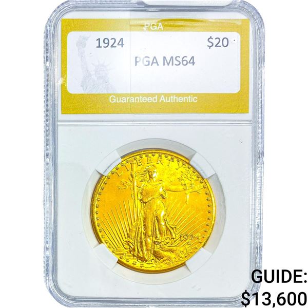 1924 $20 Gold Double Eagle NTC MS64