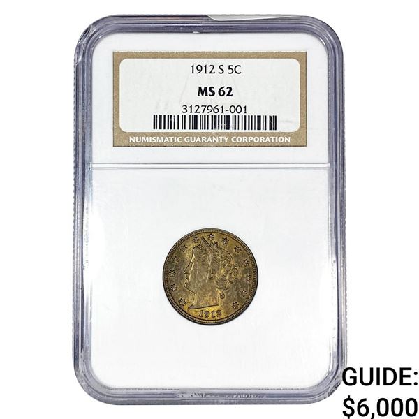 1912-S Liberty Victory Nickel NGC MS62