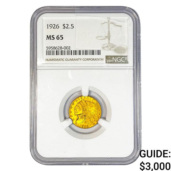 1926 $2.50 Gold Quarter Eagle NGC MS65