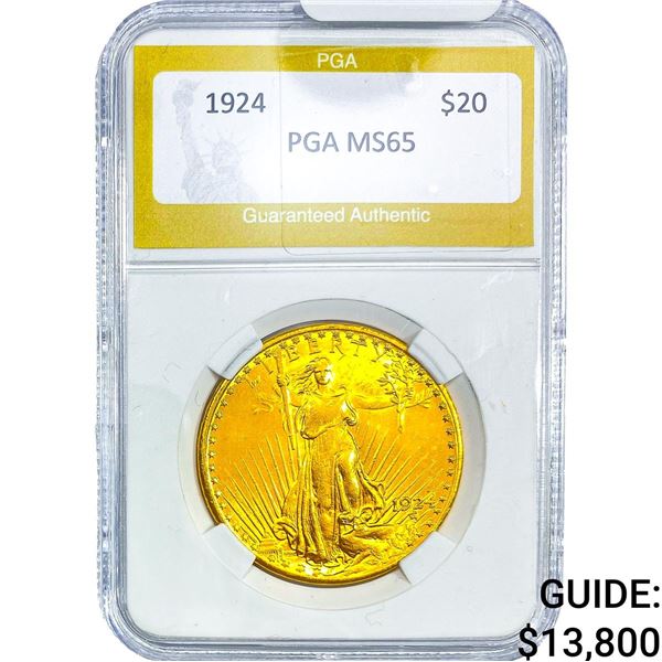 1924 $20 Gold Double Eagle NTC MS65