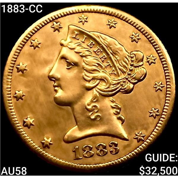 1883-CC $5 Gold Half Eagle CHOICE AU